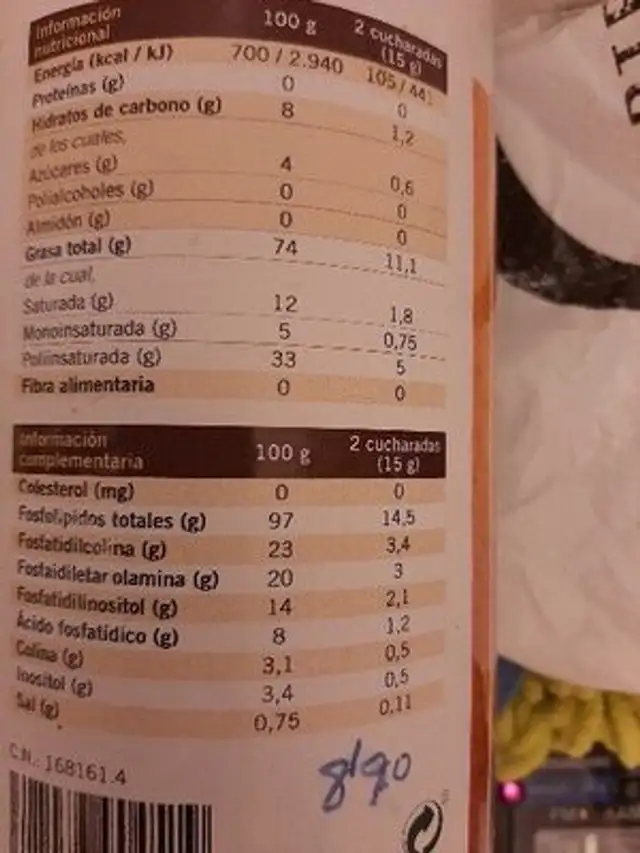 Lecitina de soja ingredients label