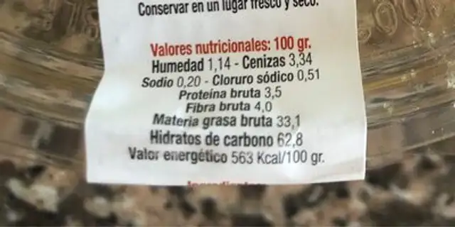 Patatas Paja nutrition facts table