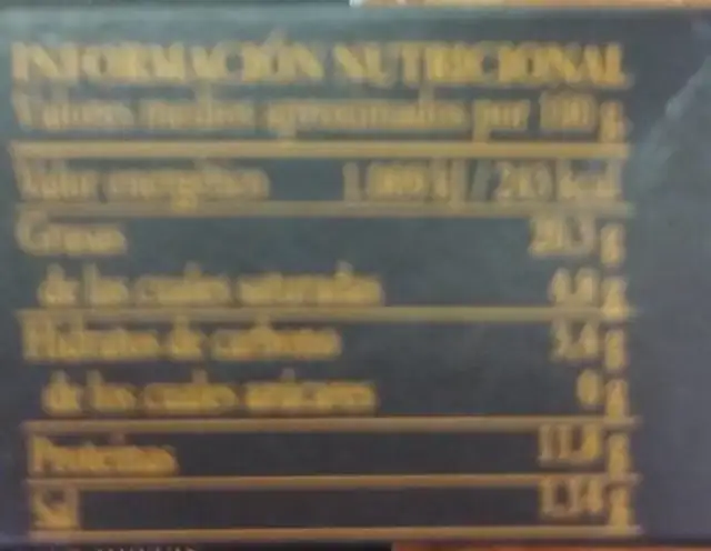 Mejillones en escabeche nutrition facts table