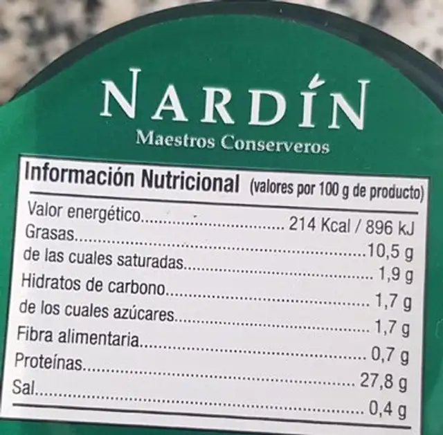 Bonito del norte nutrition facts table