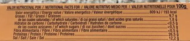 Filetes de anchoa nutrition facts table