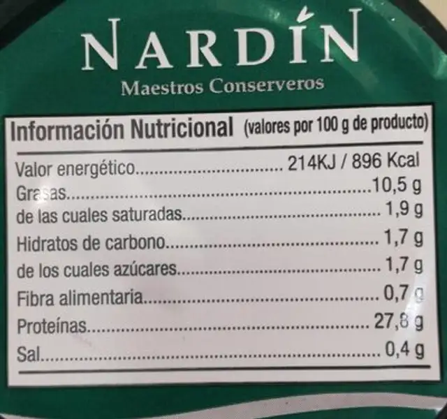 Lomos de bonito del norte nutrition facts table