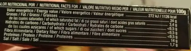 Anchois a la vinaigrette nutrition facts table