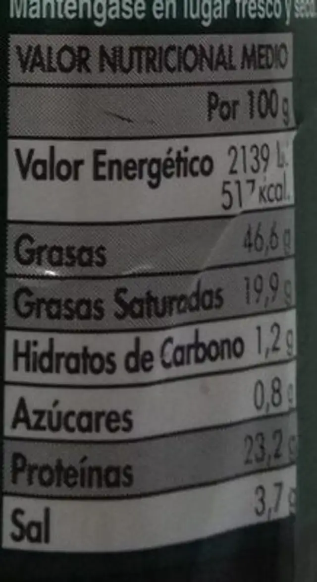 Fuet ibérico extra nutrition facts table