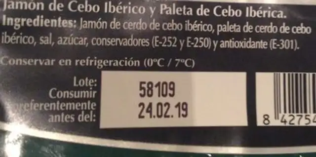 Azuaga Delícias Ibéricas ingredients label