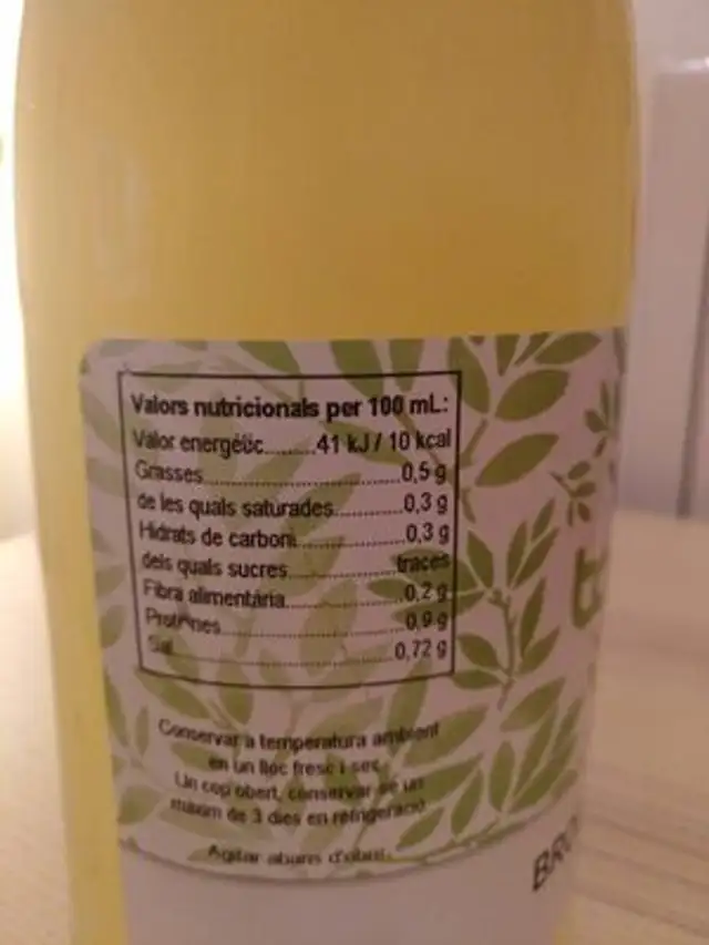 Brou de pollastre nutrition facts table