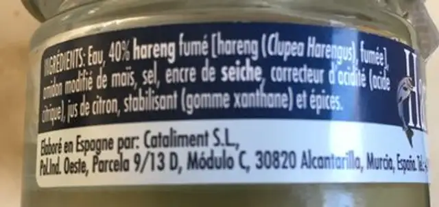 Harenga ingredients label