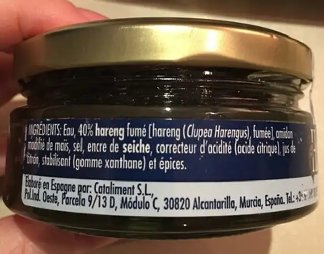 Harenga ingredients label