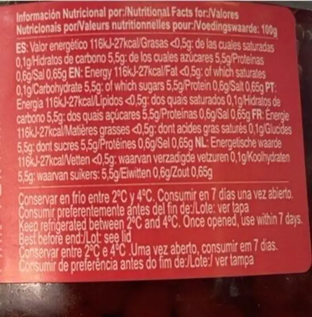 Fresh pearls nutrition facts table
