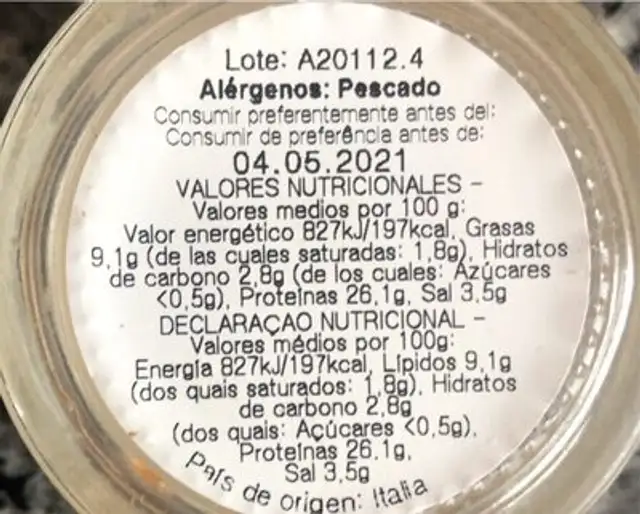 Huevas de trucha nutrition facts table
