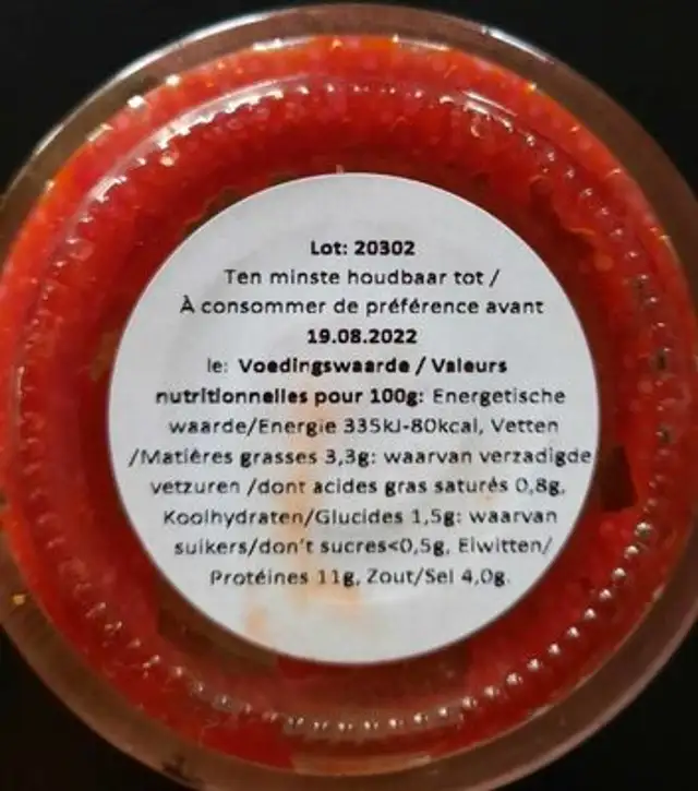 Œufs de lompe nutrition facts table