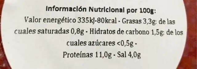 Huevas de lumpo nutrition facts table