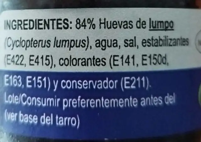 Huevas de lumpo nutrition facts table