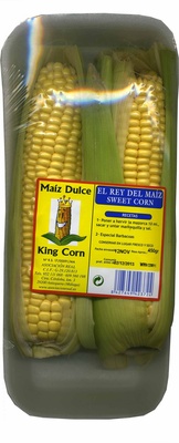 Maíz dulce fresco en mazorca front packaging