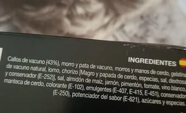 Unknown ingredients label