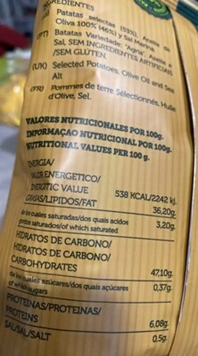 Kirrizka nutrition facts table