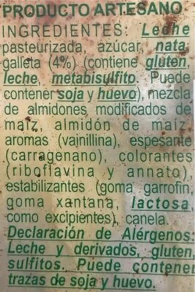 Natillas con galleta nutrition facts table