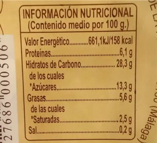 Flan de Huevo nutrition facts table