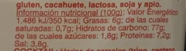 Cortezaa de trigo nutrition facts table