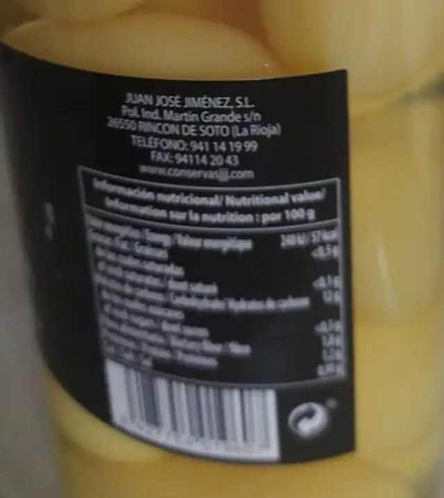 Patata entera de primera nutrition facts table