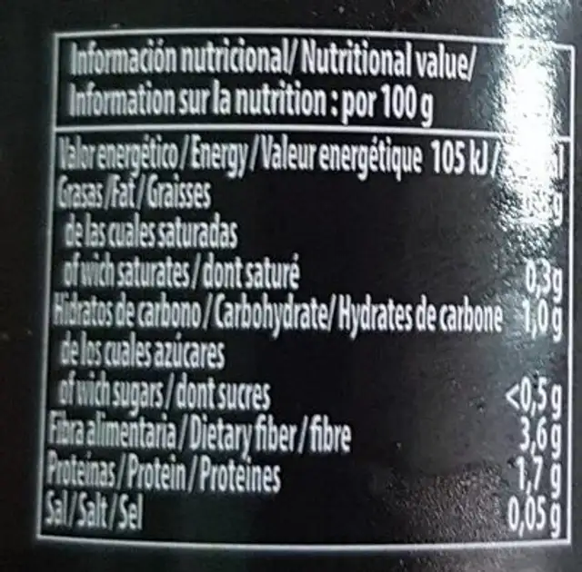 Carne de Ñora nutrition facts table