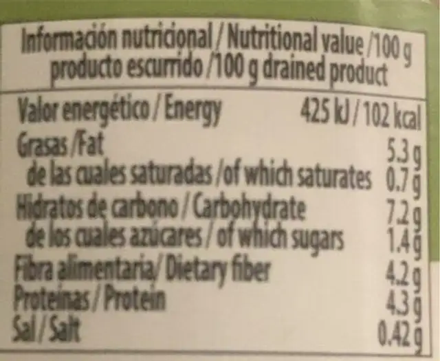 Habitas baby en aceite de oliva nutrition facts table
