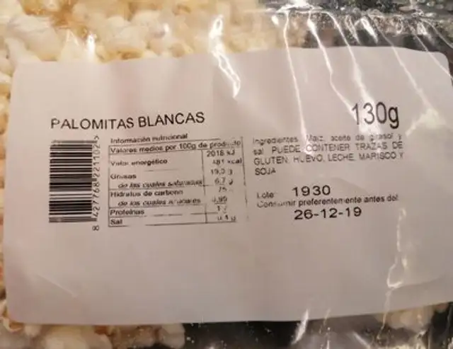 Snacks nutrition facts table