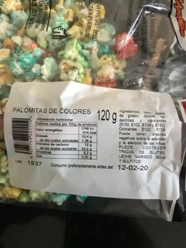 Snacks nutrition facts table