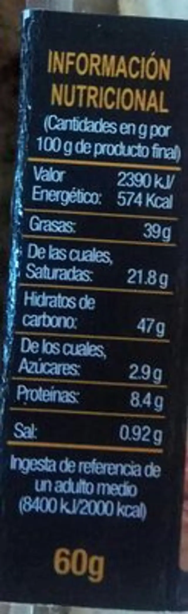 Volauvent mini nutrition facts table