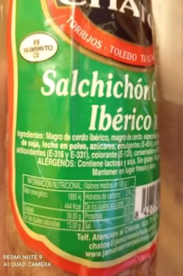 Salchichon cular iberico M nutrition facts table