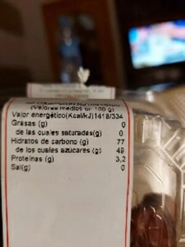 Unknown nutrition facts table