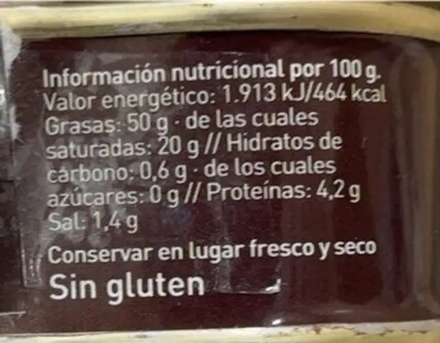 Foie gras de oca nutrition facts table
