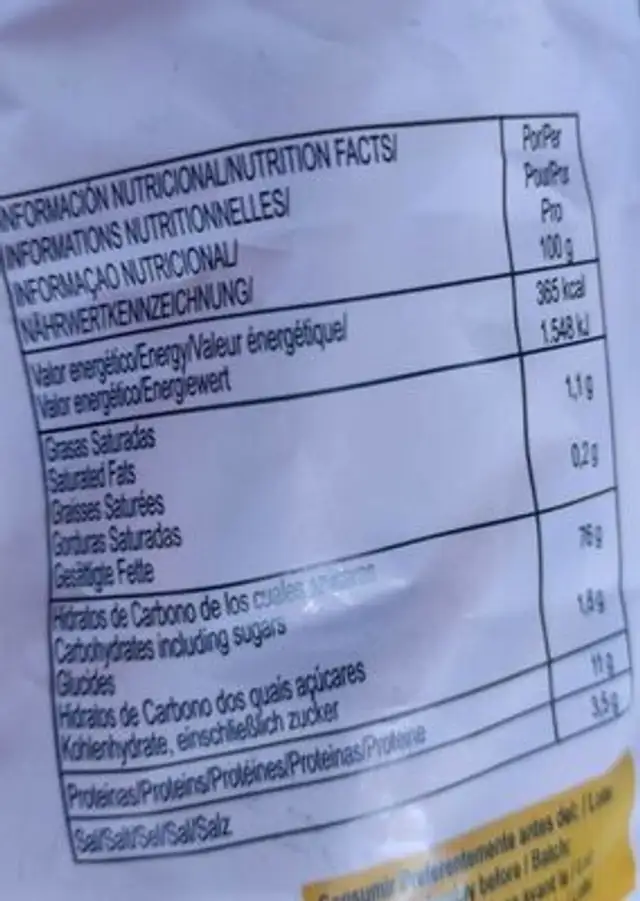 Picos de pan obando nutrition facts table