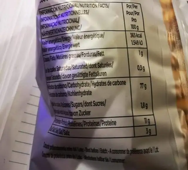 Picos utreranos nutrition facts table