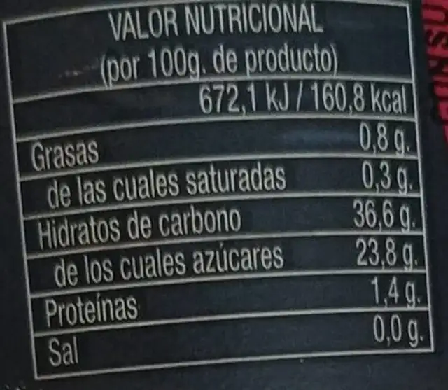 pimientos al piquillo nutrition facts table