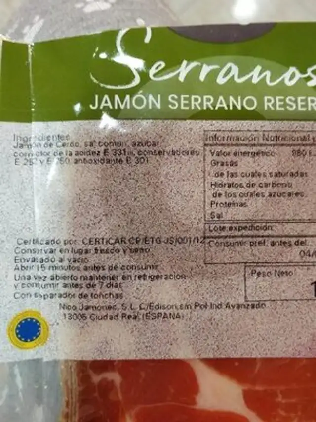 Jamón serrano reserva nutrition facts table