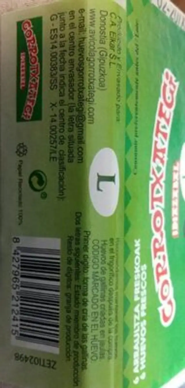 Gorrotxategi huevos nutrition facts table