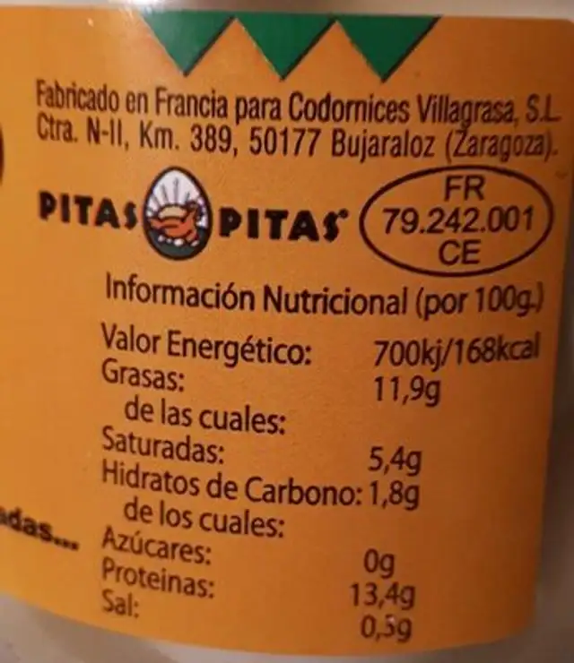 Huevos cocidos y pelados de codorniz nutrition facts table