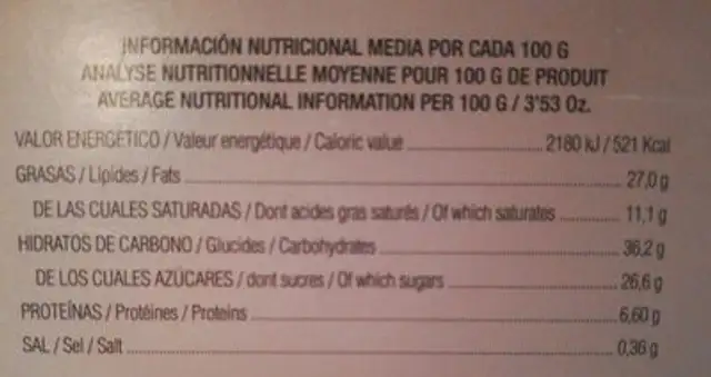 galletas artesanans chesitas nutrition facts table
