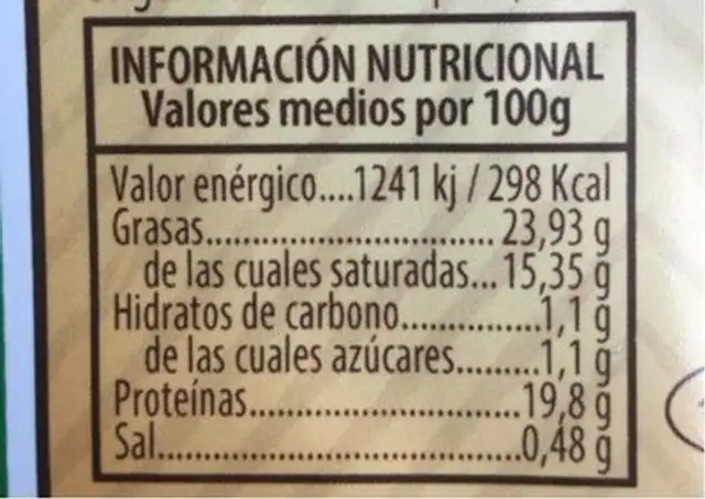 Queso de cabra tierno untado en pimenton nutrition facts table