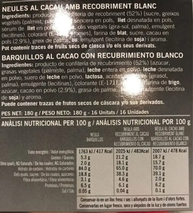 Les neules d'en Romeu artesanes nutrition facts table
