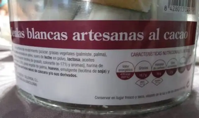Neulas blancas artesanas al cacao nutrition facts table