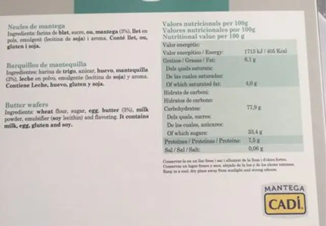 Delicies nutrition facts table