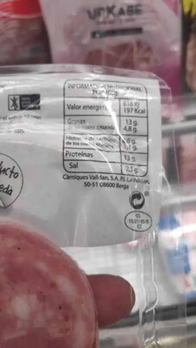 Catalana ingredients label