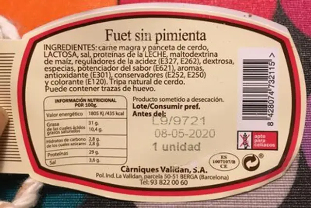 Fuet sin pimienta