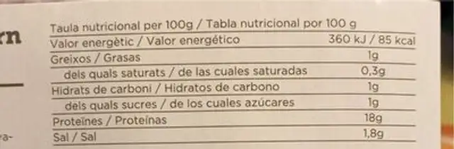 Pit de gall d’indi al forn nutrition facts table