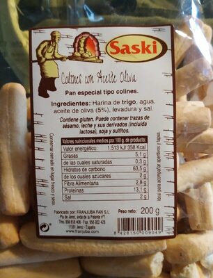 Colines, pan tostado front packaging