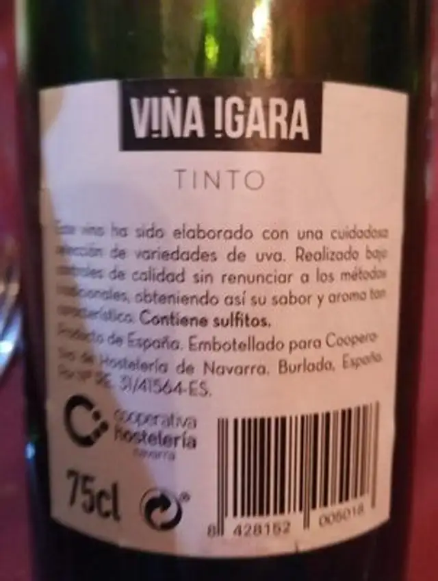 Viña igara nutrition facts table