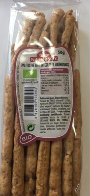 Palitos de pan integral y arándanos front packaging