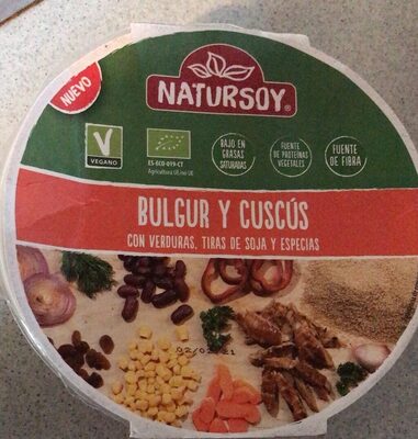 Bulgur y cuscus con verduras tiras de soja